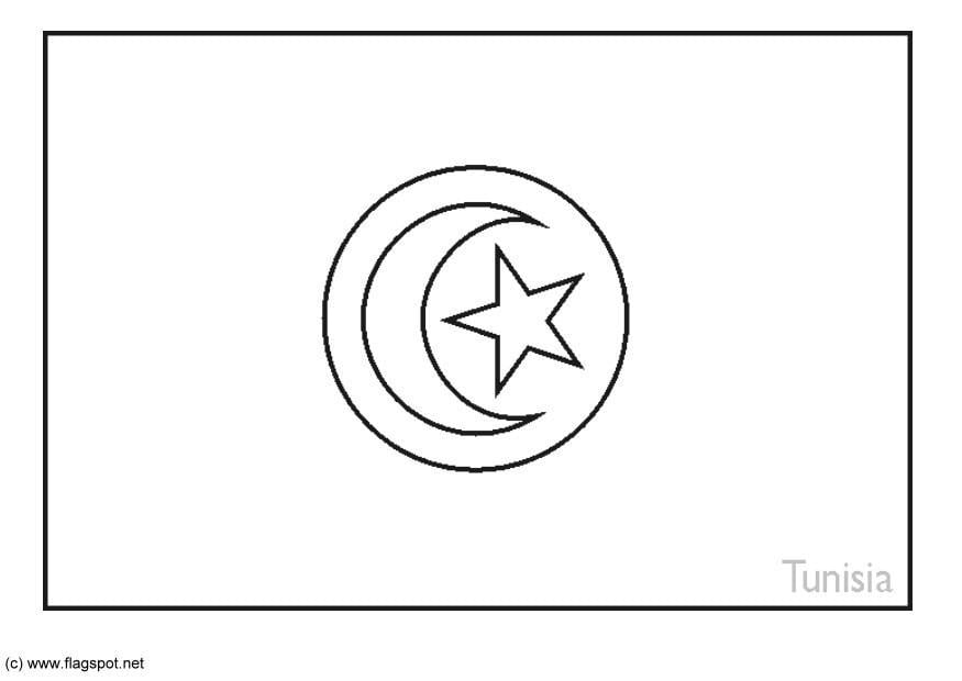 Coloring page flag tunisia