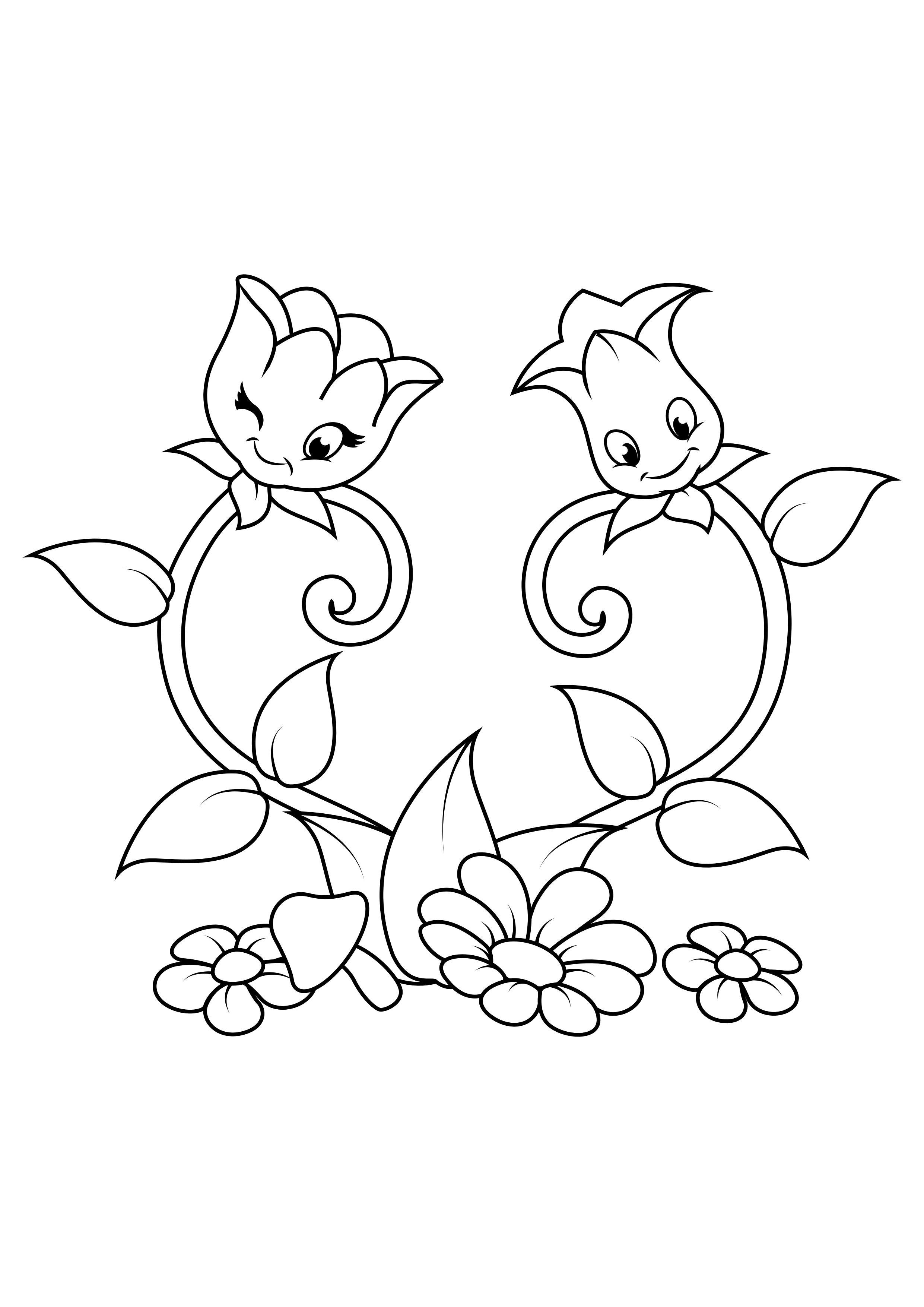 Coloring page flowers heart