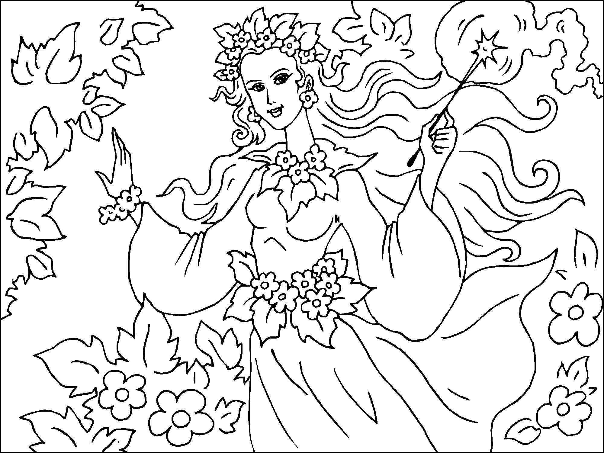 Coloring page forest fairy