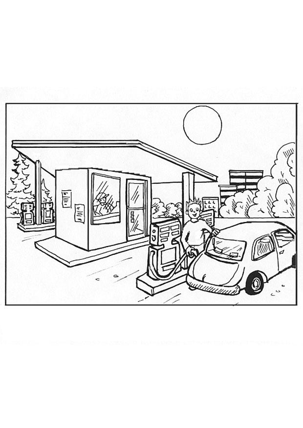 Coloring page gas station