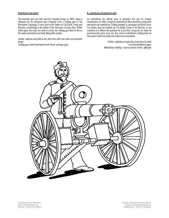 Coloring page gatling gun