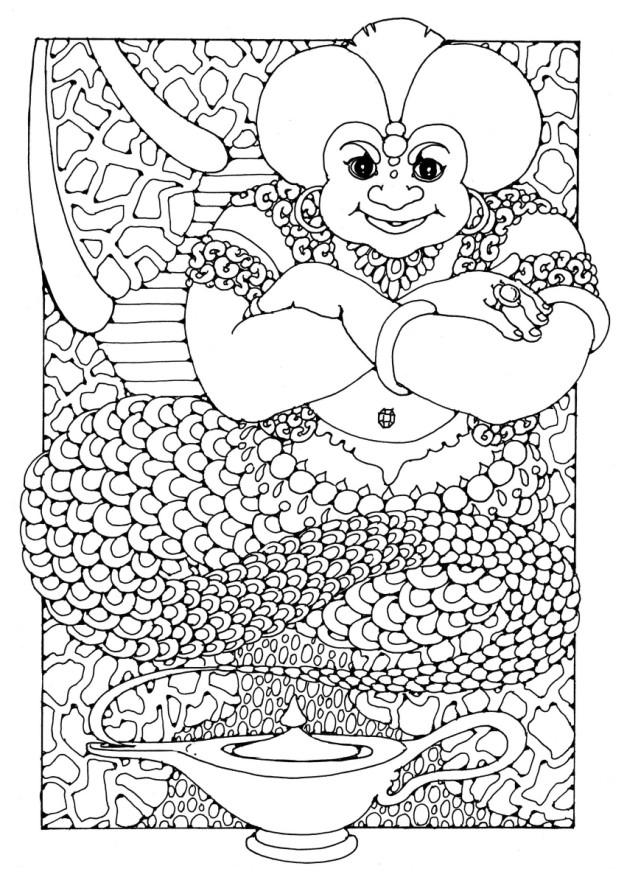 Coloring page genie in a bottle