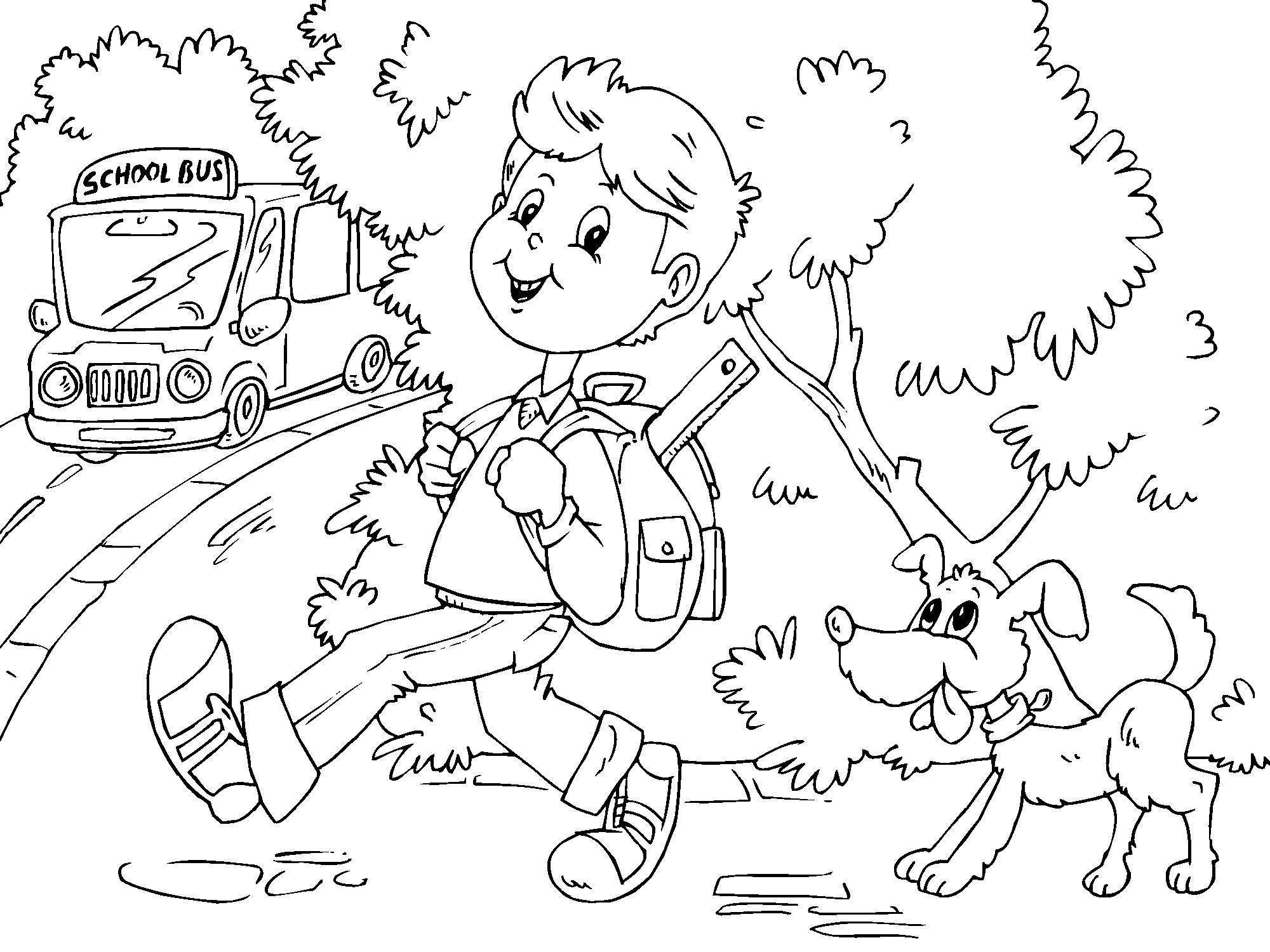 Coloring page going to school by bus