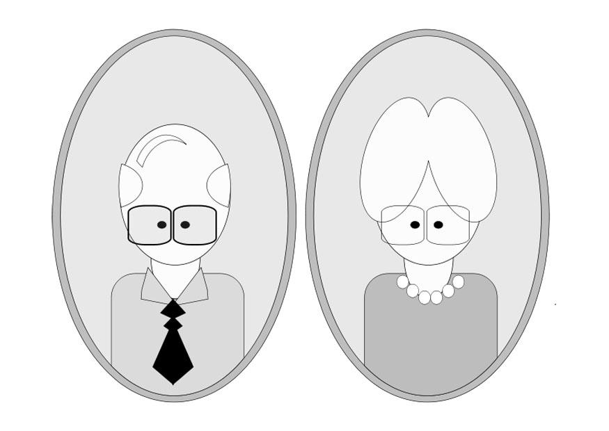 Coloring page grandfather and grandmother