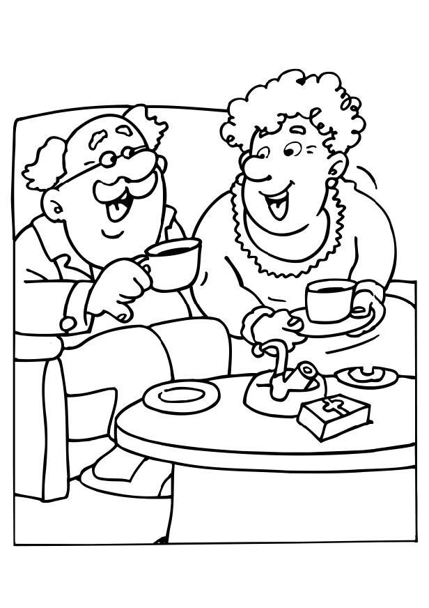 Coloring page grandma and grandpa