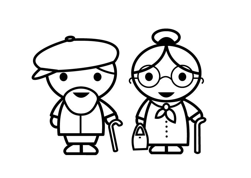 Coloring page grandmother and grandfather