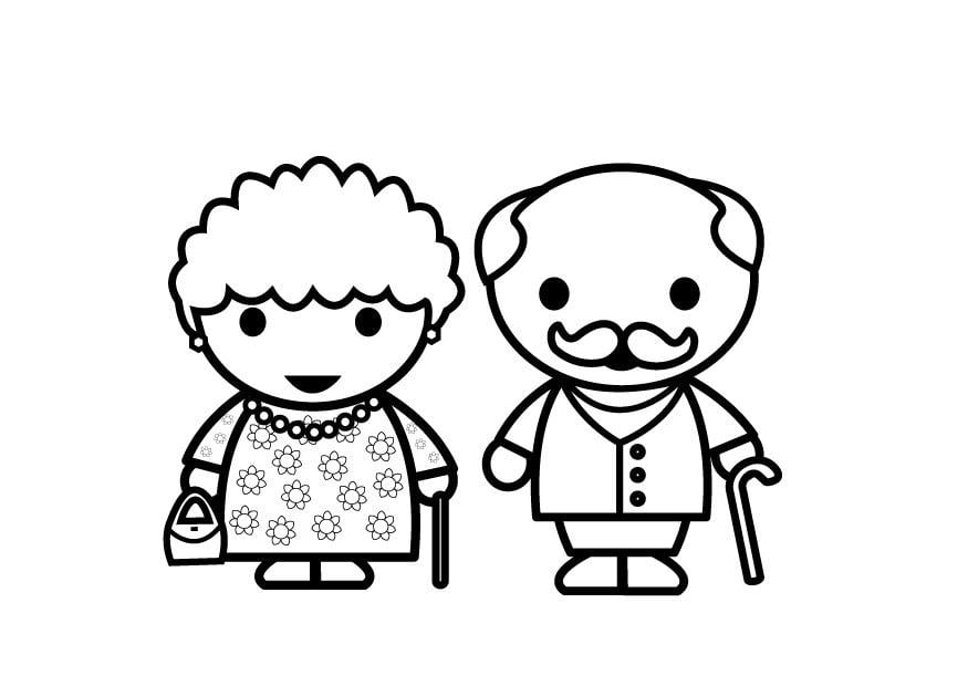 Coloring page grandmother and grandfather