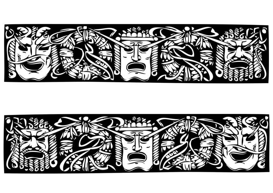 Coloring page greek masks