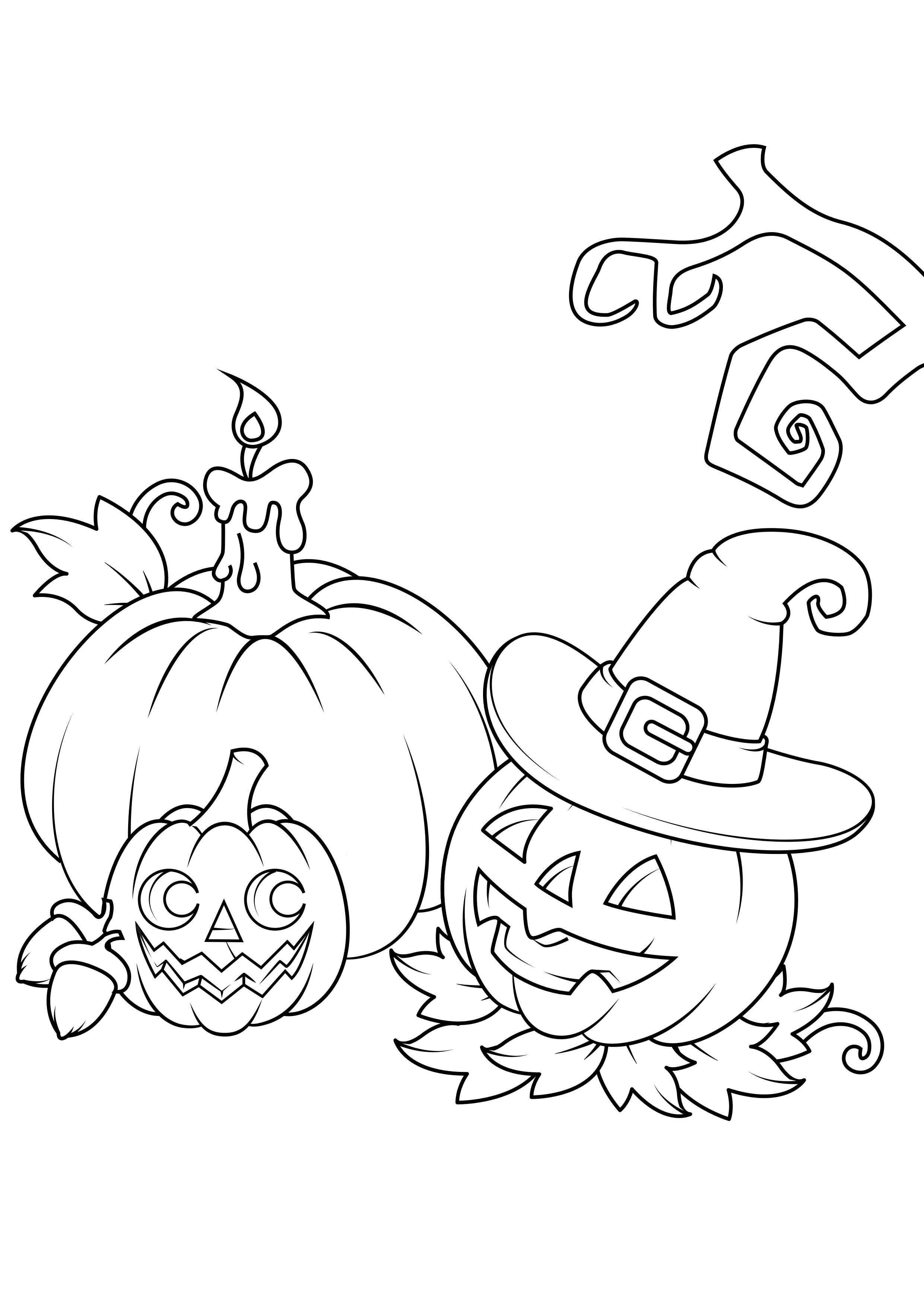 Coloring page halloween pumpkins