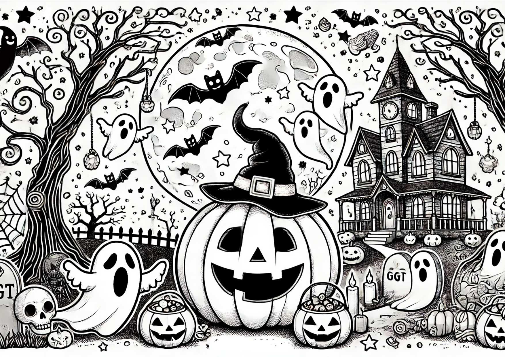 Coloring page halloween-scare