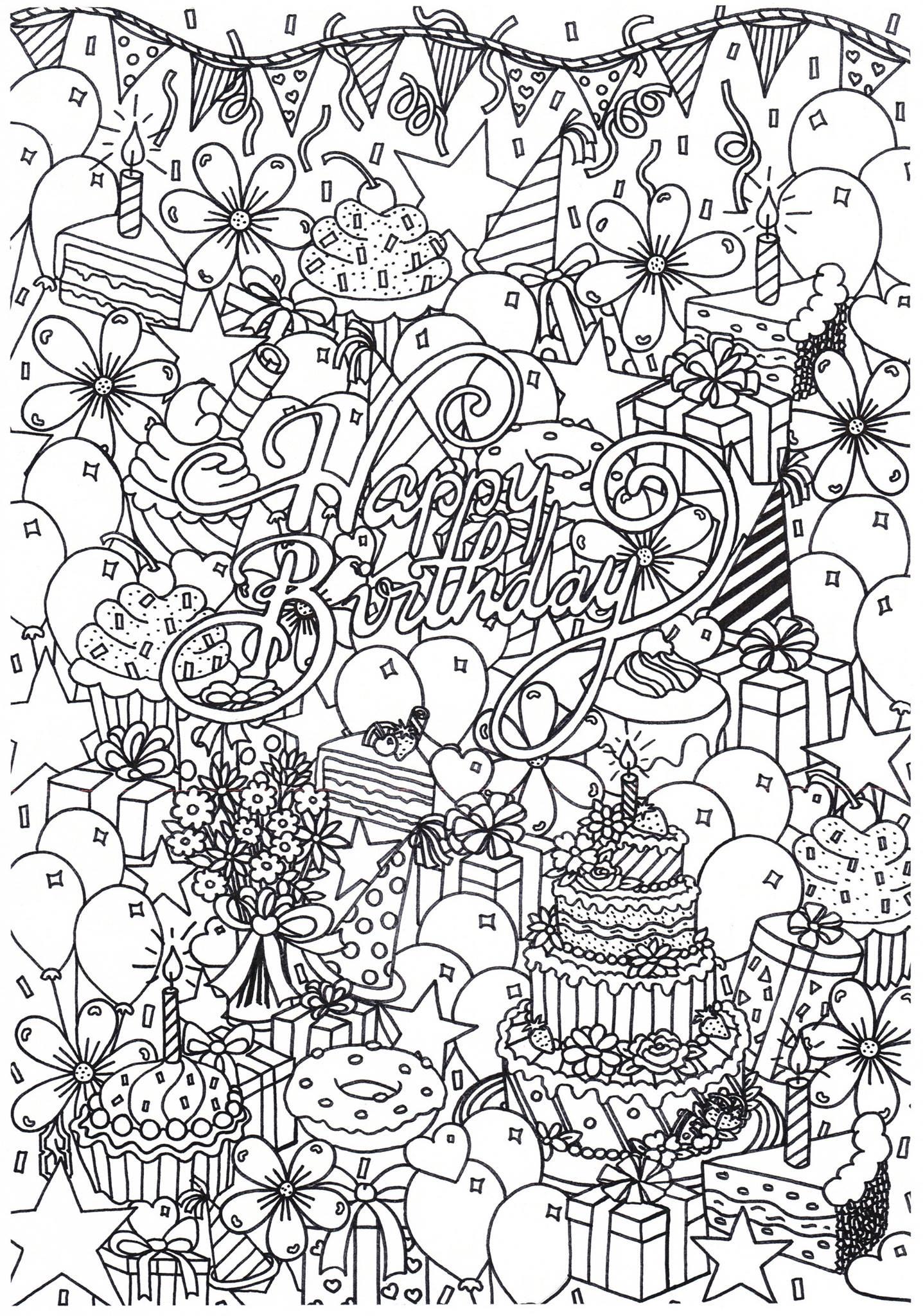 Coloring page happy birthday