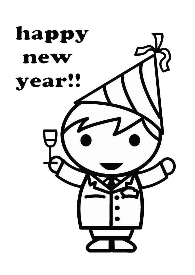 Coloring page happy new year