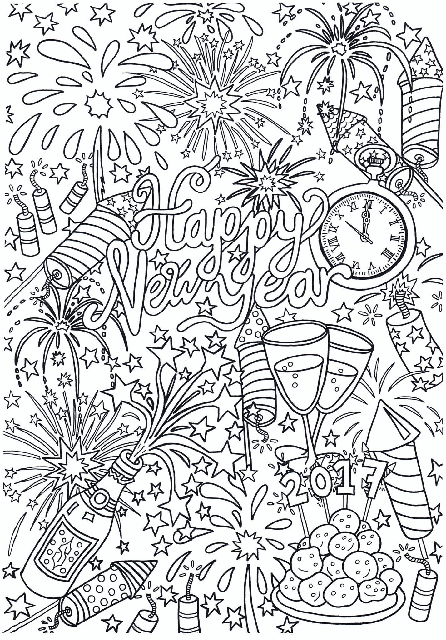 Coloring page happy new year