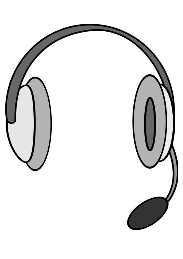 Coloring page headphones with microphone