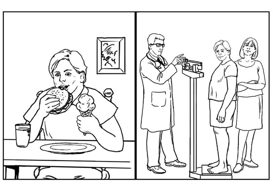 Coloring page health - food