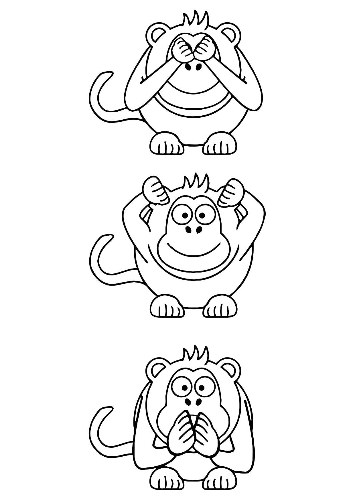 Coloring page hear no evil, see no evil, speak no evil