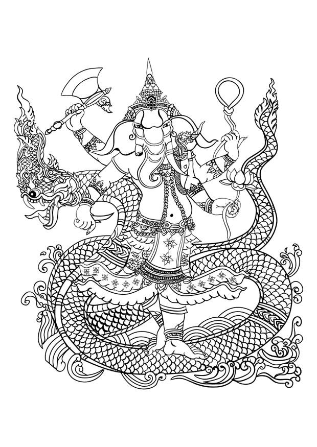 Coloring page hindu god ganesh