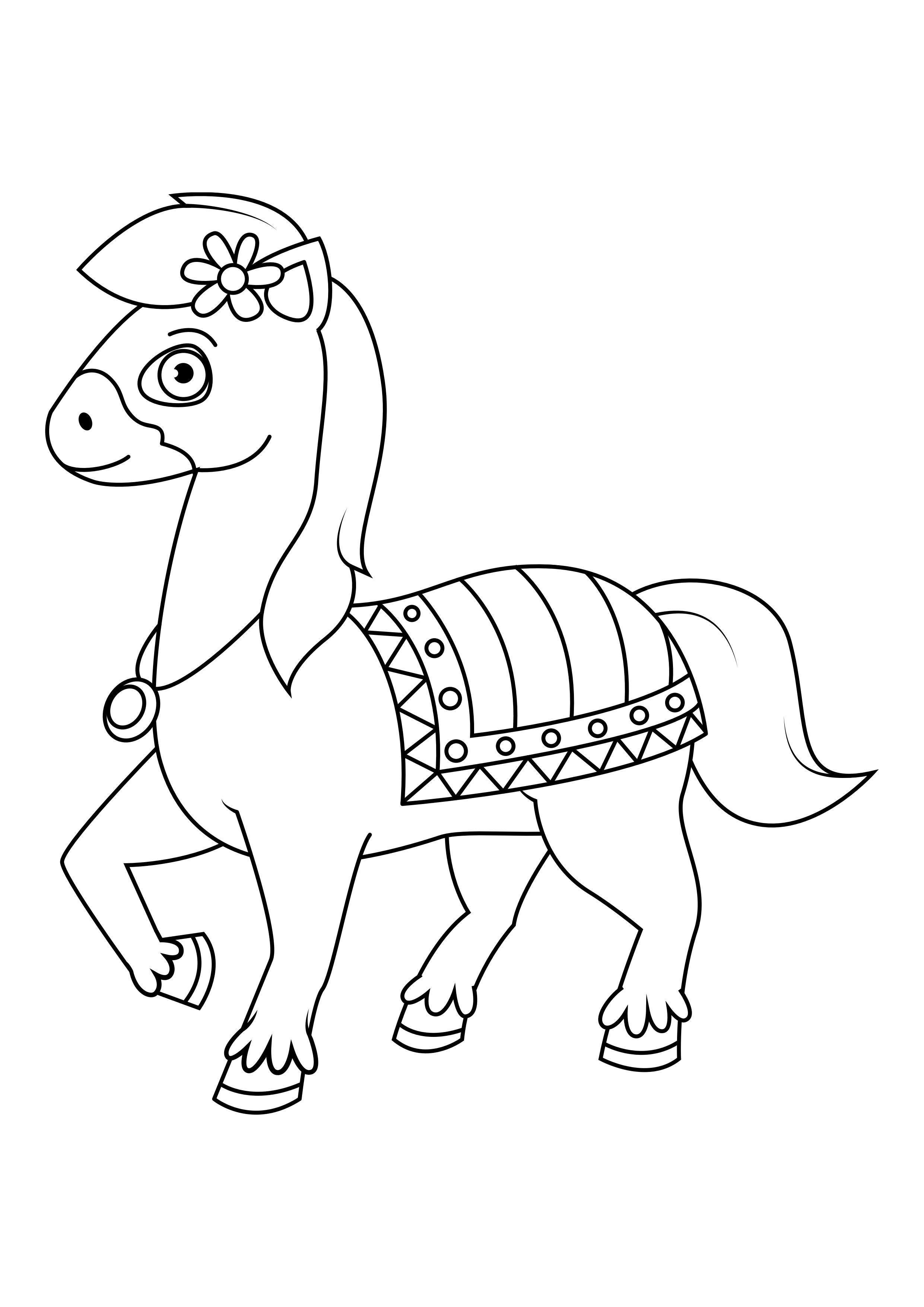 Coloring page horse on the go