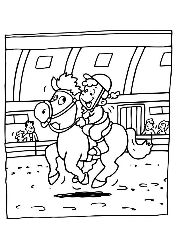 Coloring page horse riding