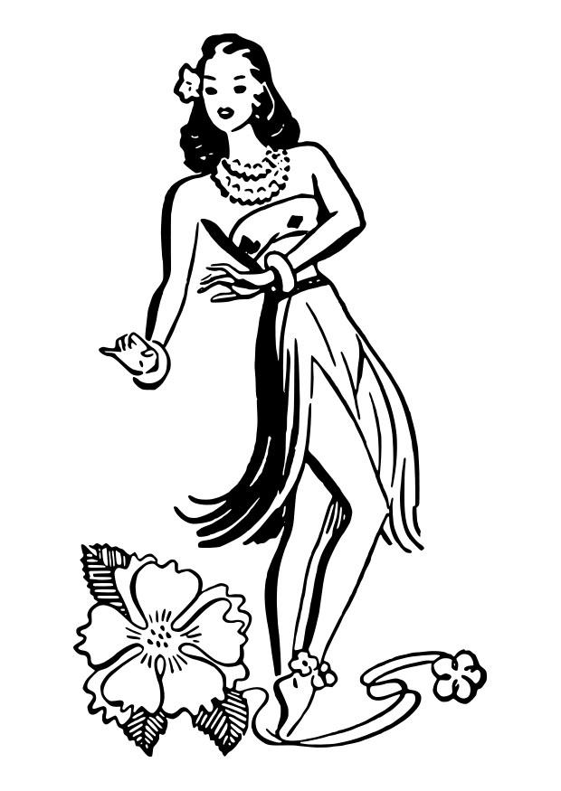 Coloring page hula dancer