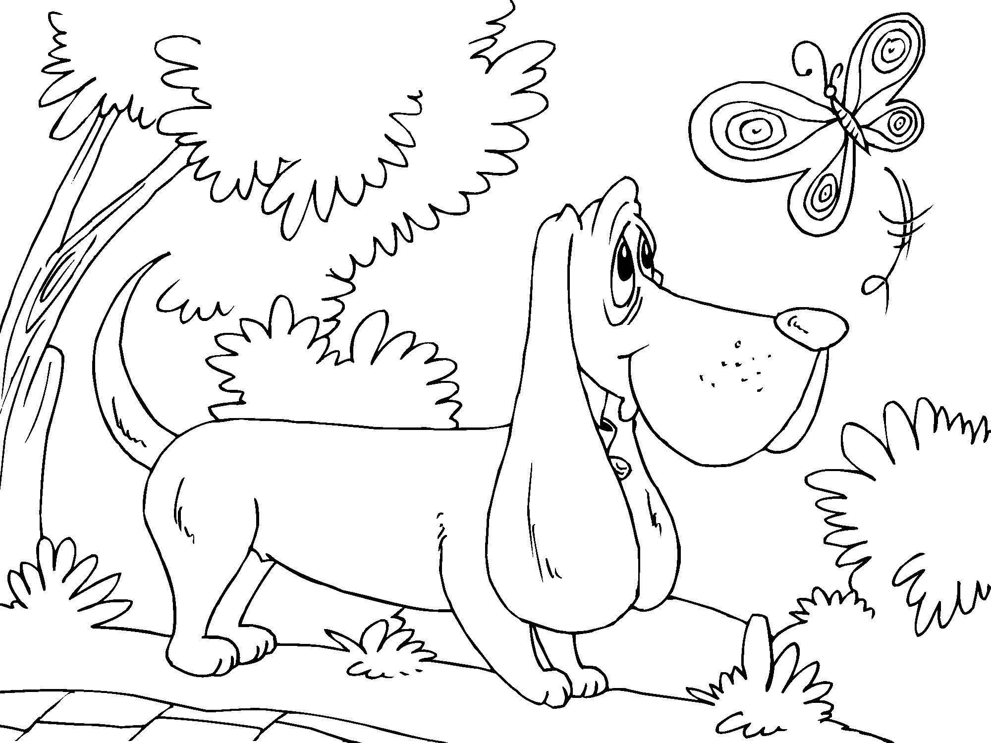 Coloring page hunting dog