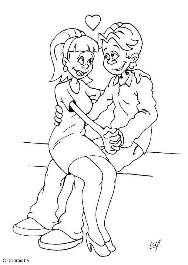 Coloring page in love on valentineA´s day