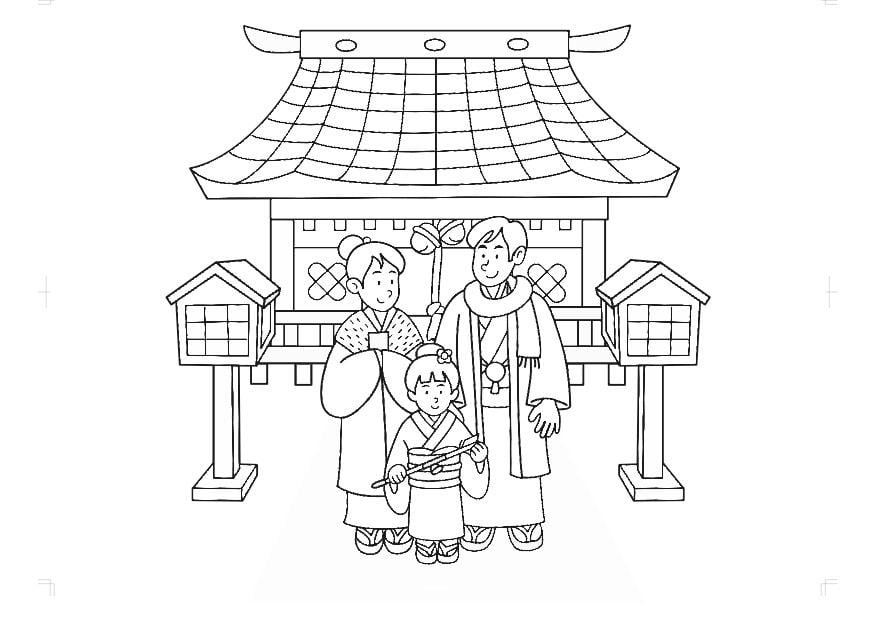 Coloring page japanese traditional wear