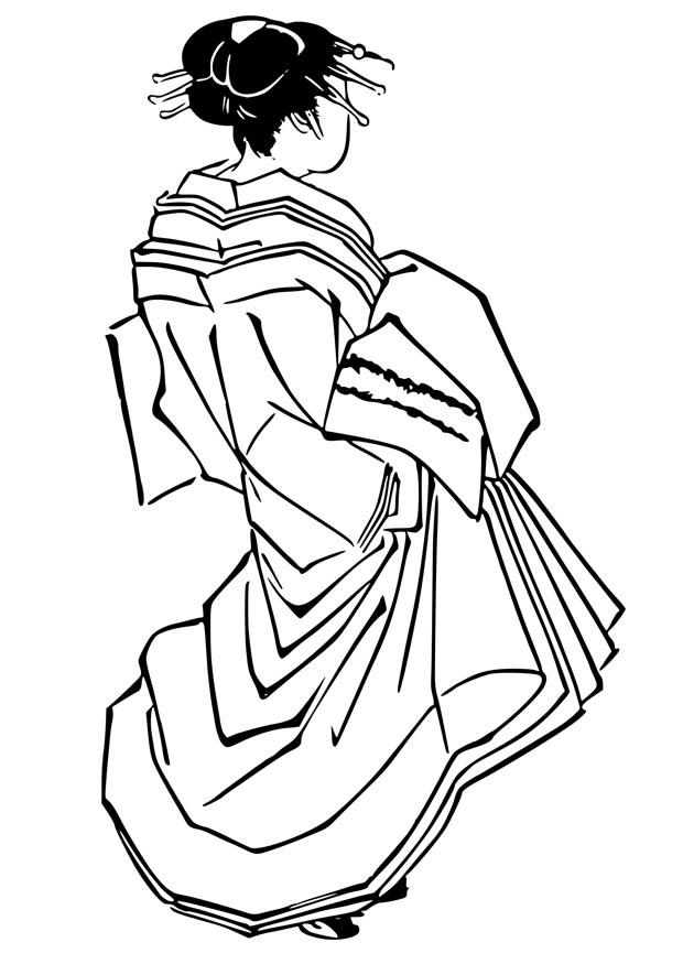 Coloring page japanese woman