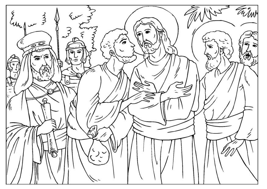 Coloring page judas betrayal