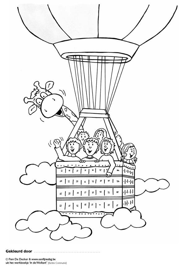 Coloring page jules and friends in hot air balloon