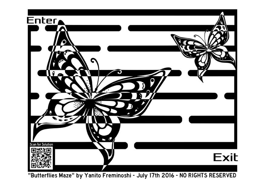 Coloring page labyrinth - butterfly