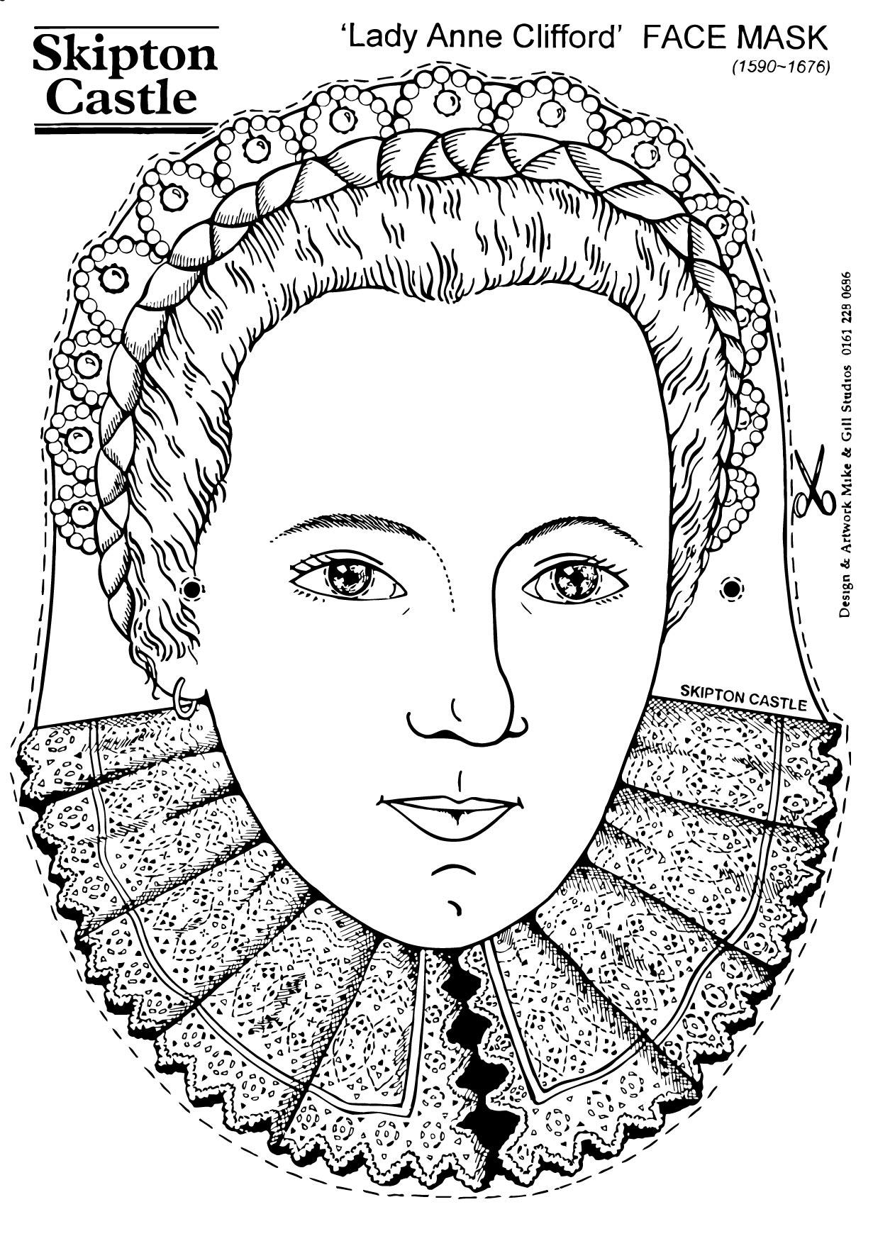 Coloring page lady anne clifford - face mask