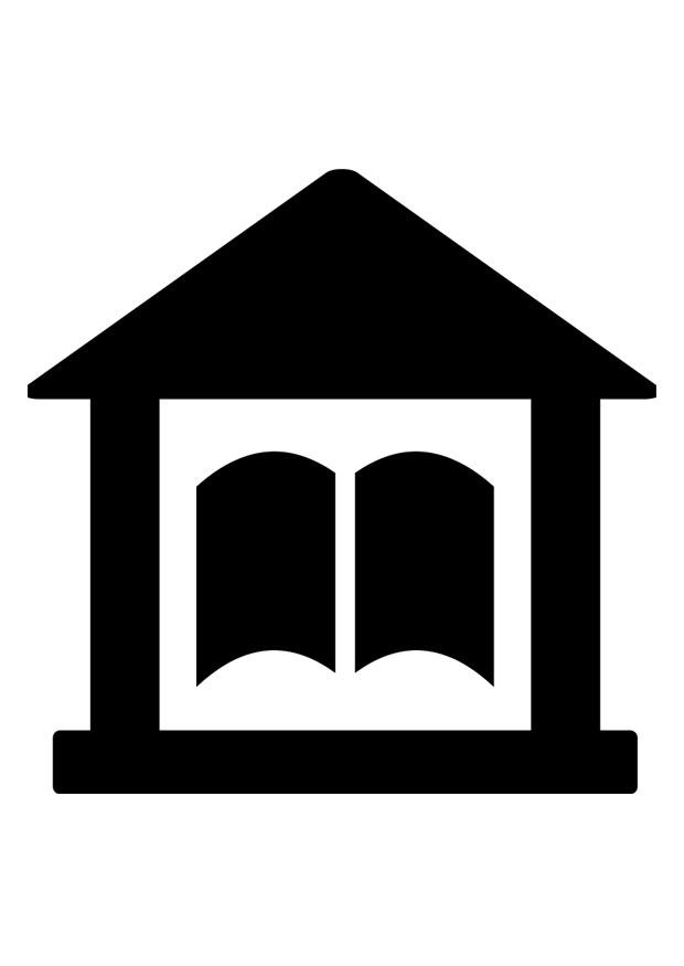 Coloring page library pictogram