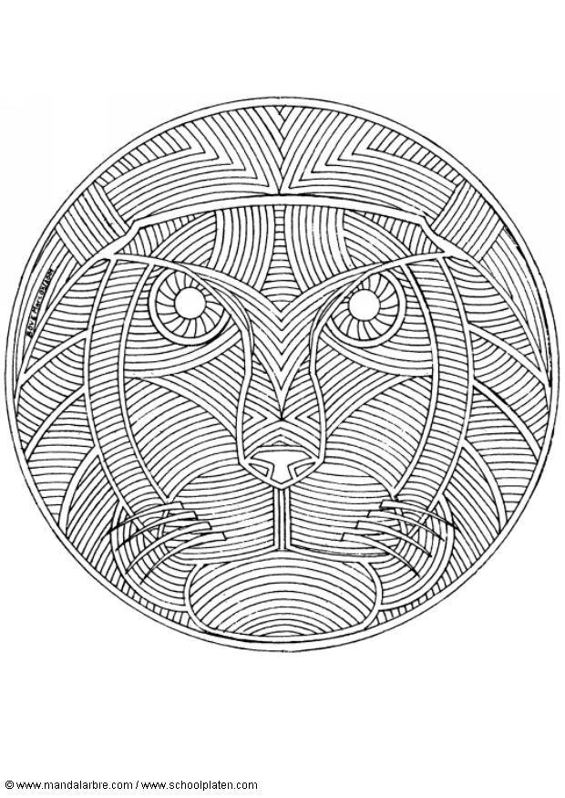 Coloring page lion mandala