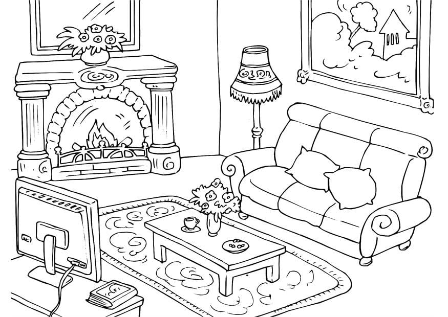 Coloring page living room