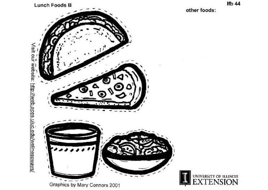 Coloring page lunch foods b