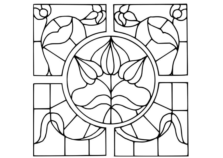 Coloring page magnifying glass with flower design