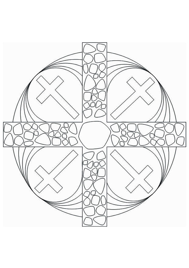 Coloring page mandala cross