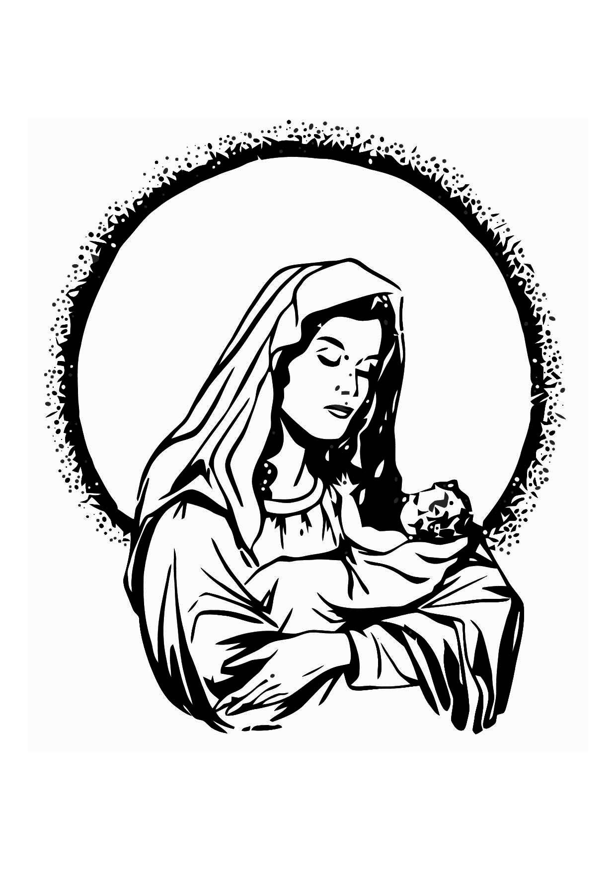 Coloring page maria and jesus