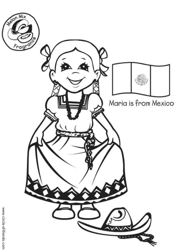 Coloring page maria from mexico