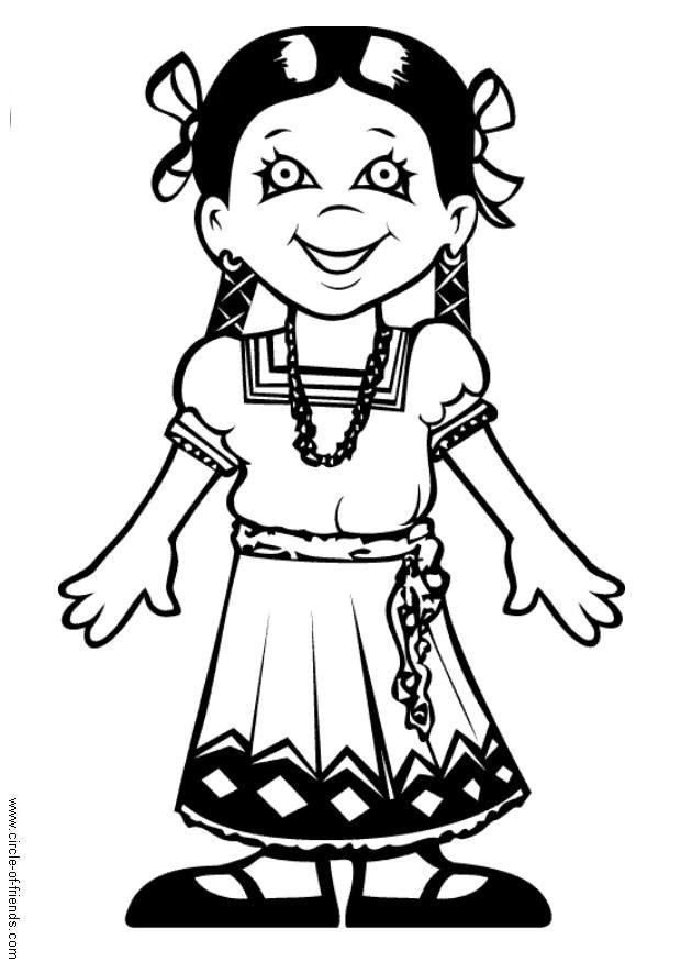 Coloring page maria from mexico