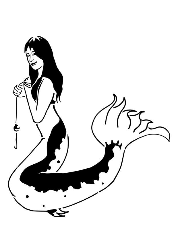 Coloring page mermaid