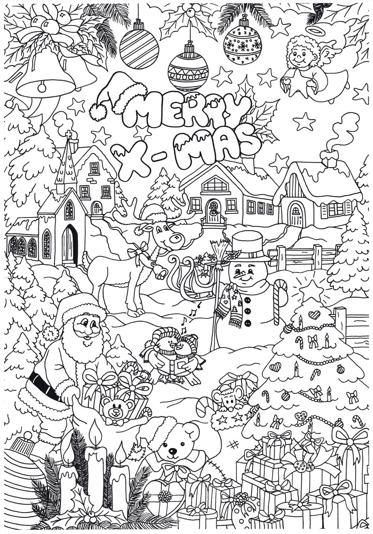 Coloring page merry christmas