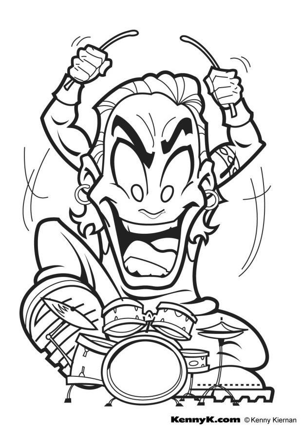 Coloring page metal drummer