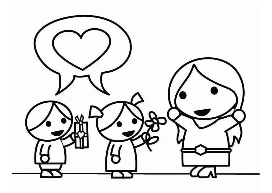 Coloring page mothers day with children