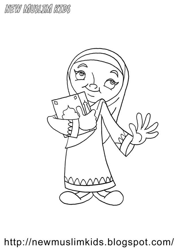 Coloring page muslim girl