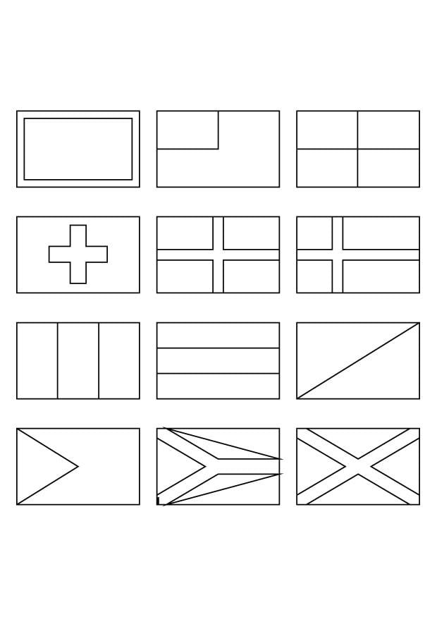 Coloring page national flags