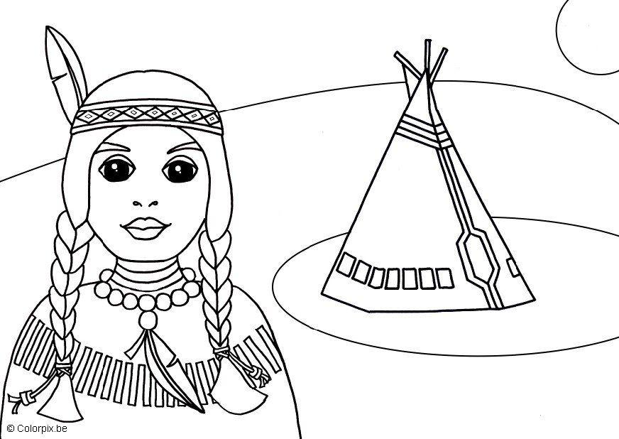 Coloring page native american