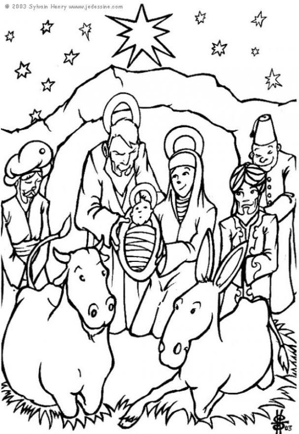 Coloring page nativity scene