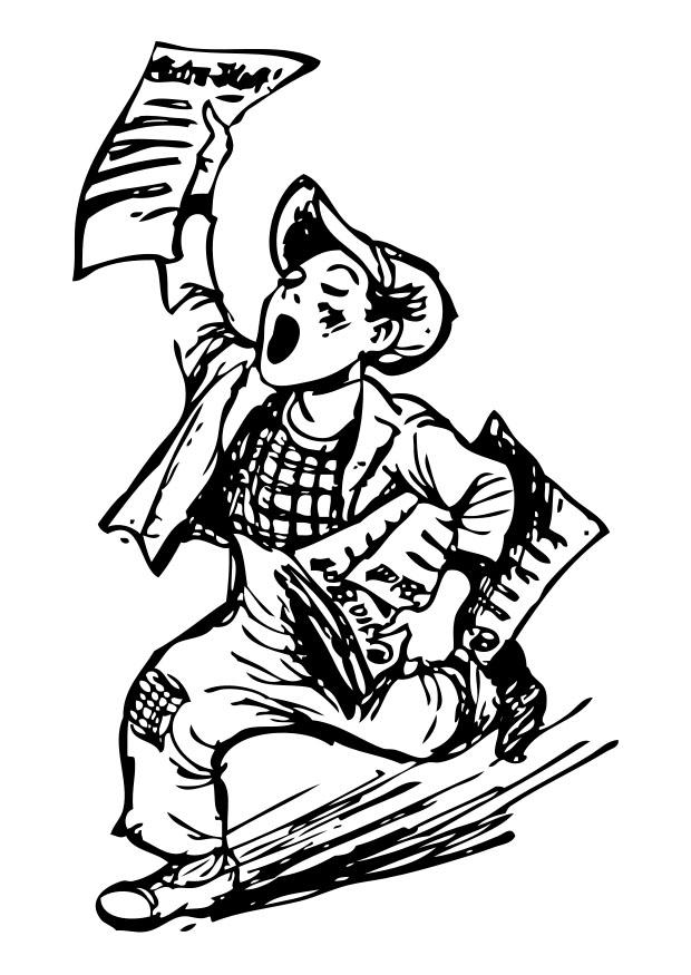 Coloring page newspaper seller